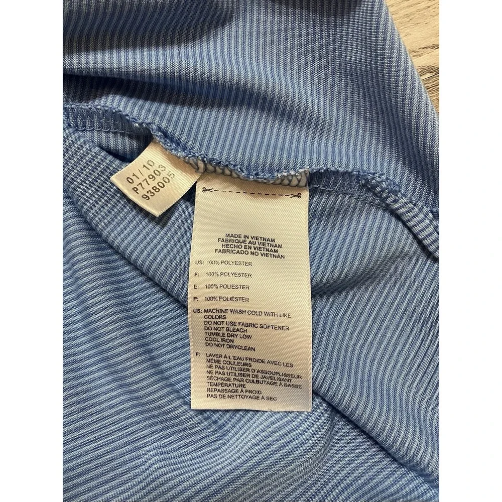 Adidas Mens XL‎ Polo Shirt Blue Striped ClimaCool Short Sleeve P77903